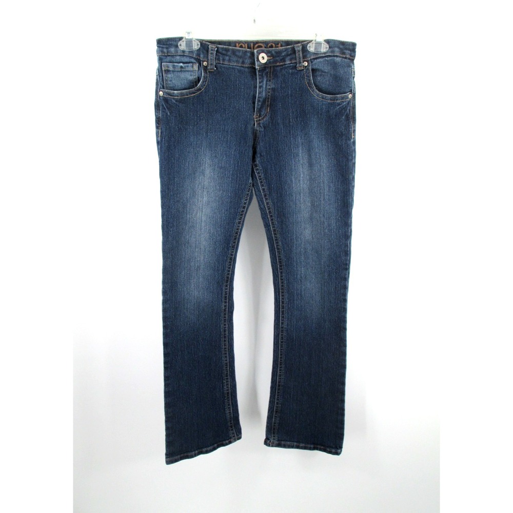 Rue 21 Slim Boot Jeans Womens 11/12S Dark Blue Denim Mid Rise Stretch Cowgirl